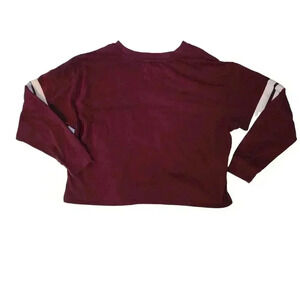 So Authentic American Heritage Maroon Longsleeve Cropped Oversized Tshirt *Read*